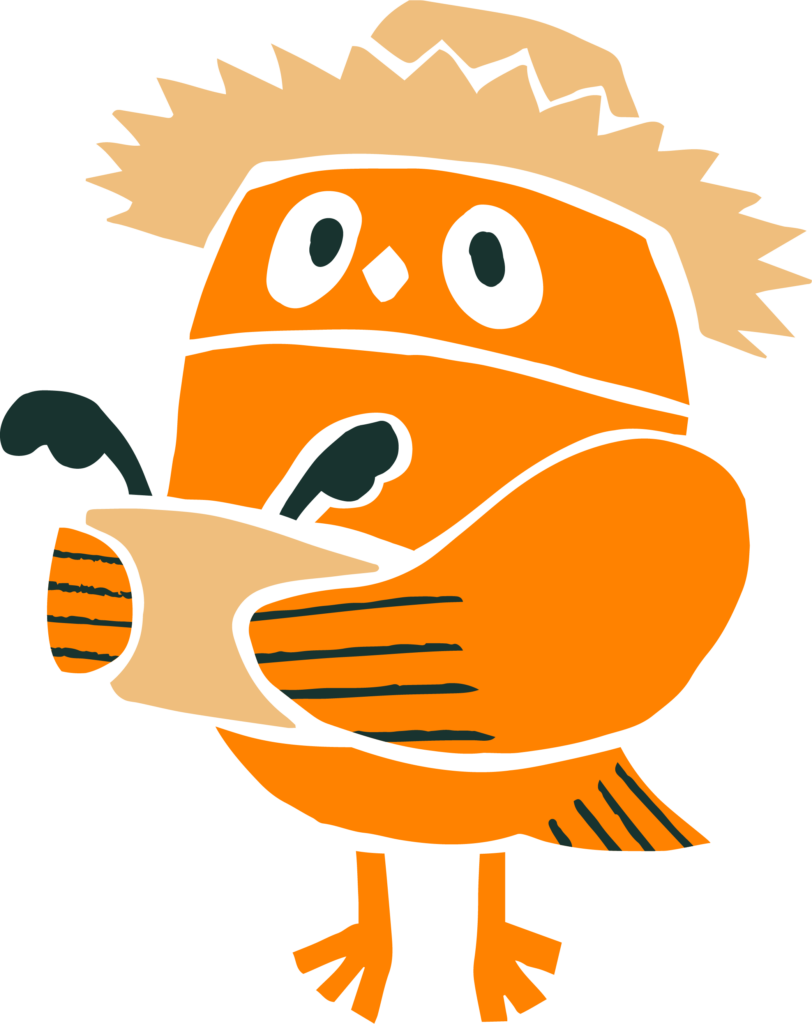 Illustration of Ollie the Owl as a Farmer