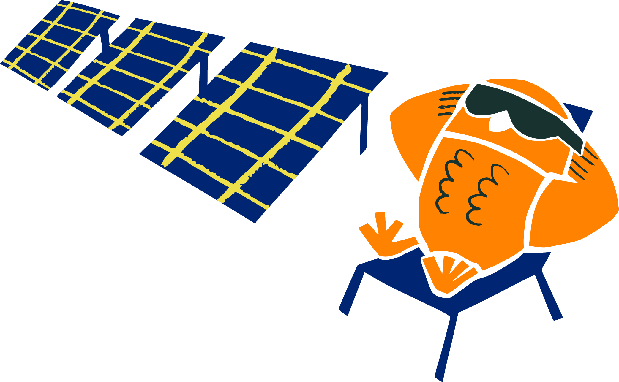 Illustration of Ollie Sunbathing in front of solar panels