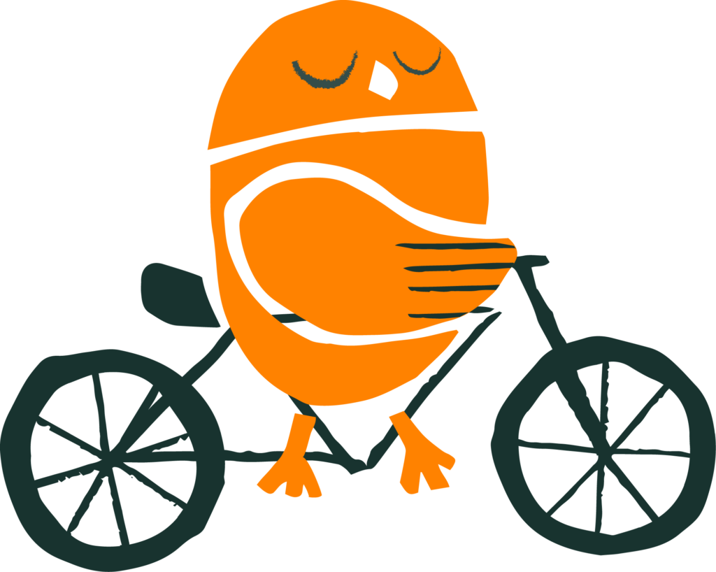 Ollie the Owl on bike ilustration